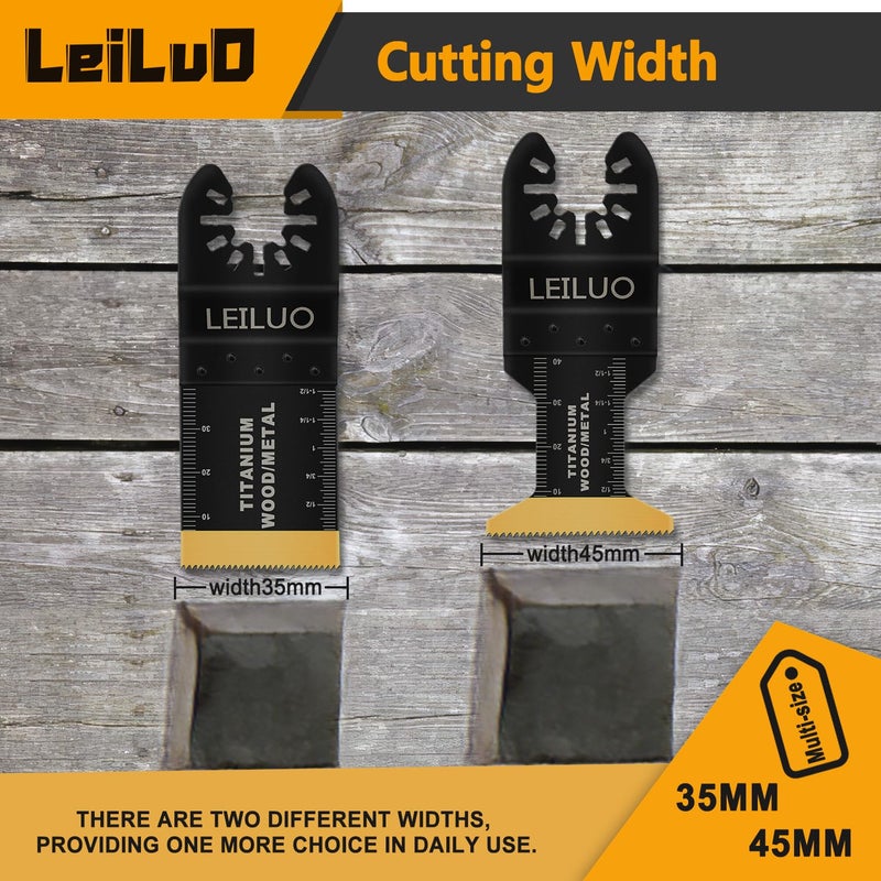 LEILUO 10 Pcs Titanium Multitool Blade Kits for Wood Nails Drywall Cutting Oscillating Saw Blades Universal Oscillating Tool Accessories with Storage Bag Compatible with DeWalt Makita Dremel and More - Image 4